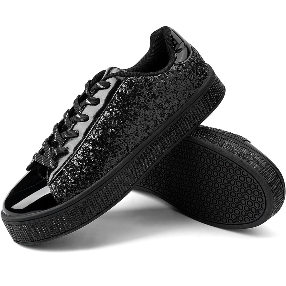 UUBARIS Women's Glitter Rhinestone Fashion Sneaker Platform